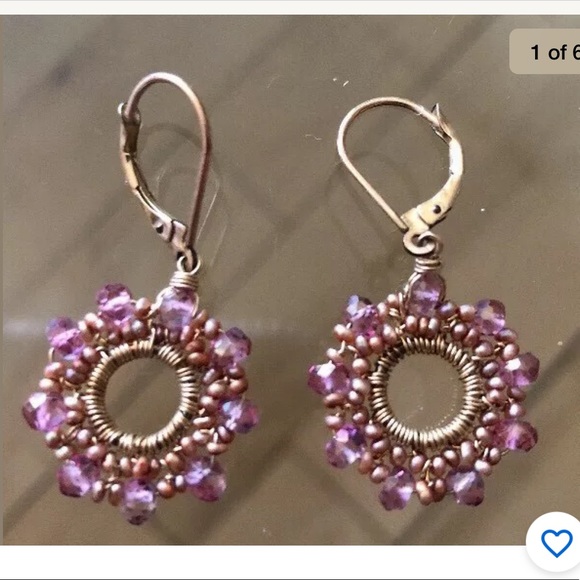 Anthropologie Pink Crystal Earrings